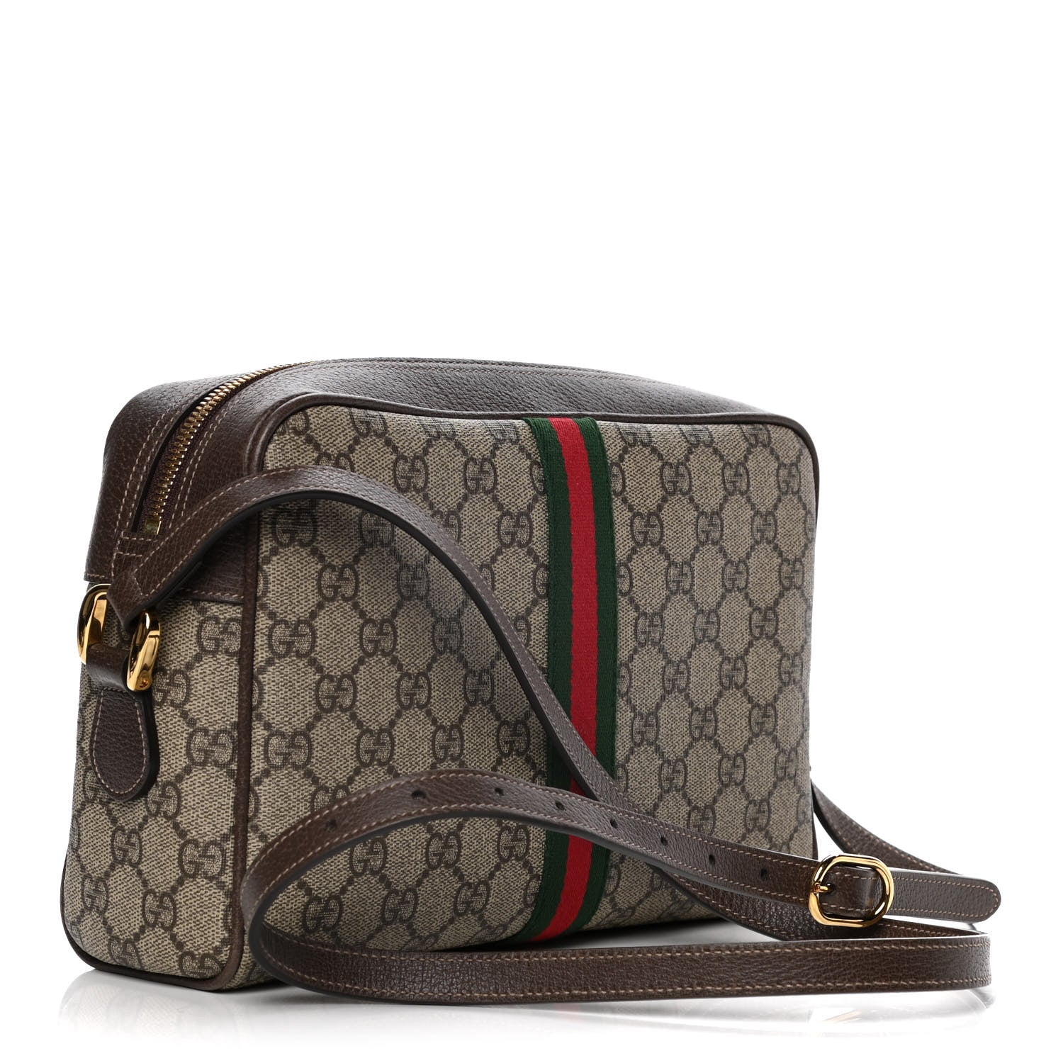 Gucci GG Supreme Monogram Web Small Ophidia Shoulder Bag Brown 3 of 14