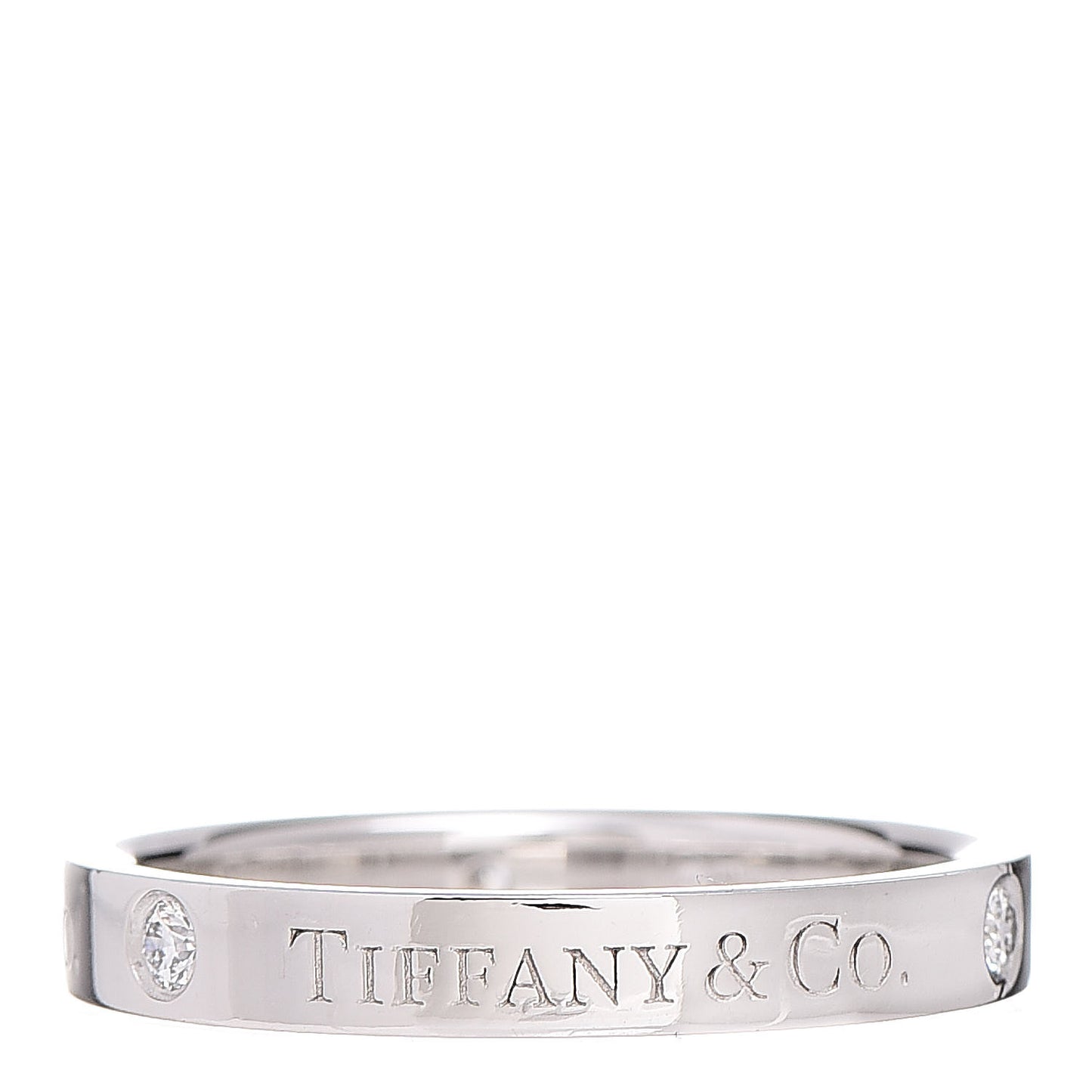 Platinum Diamond Logo Band Ring 54 7