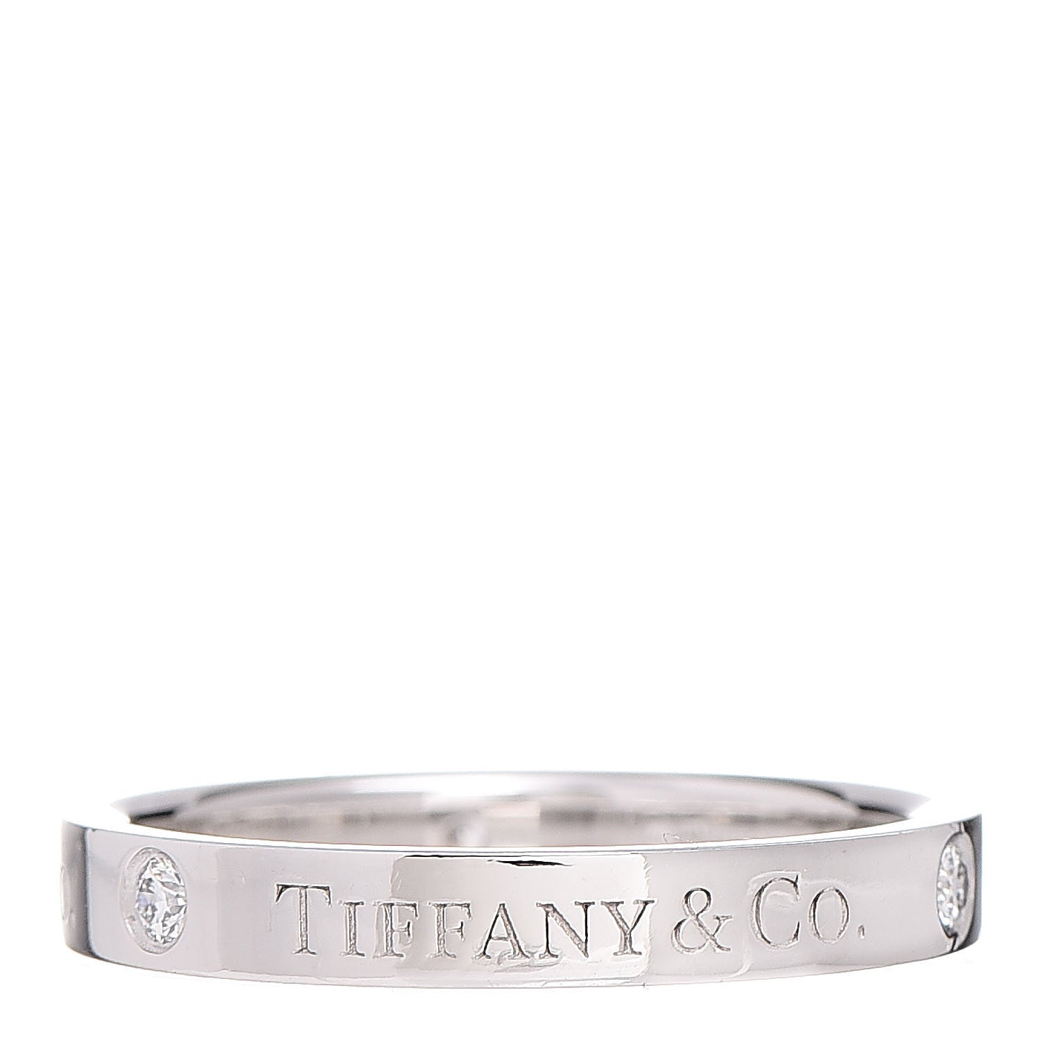 Tiffany Platinum Diamond Logo Band Ring 54 7 3 of 4