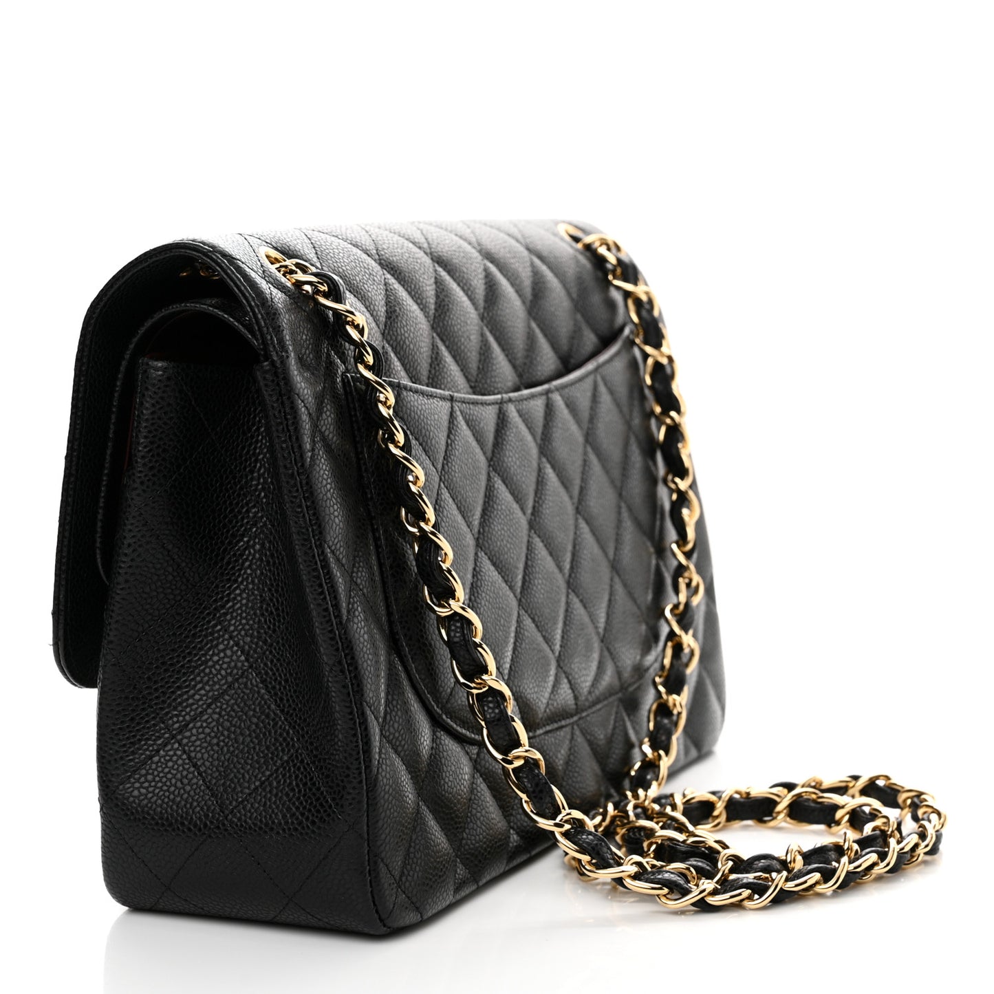 Caviar Quilted Jumbo Double Flap Black