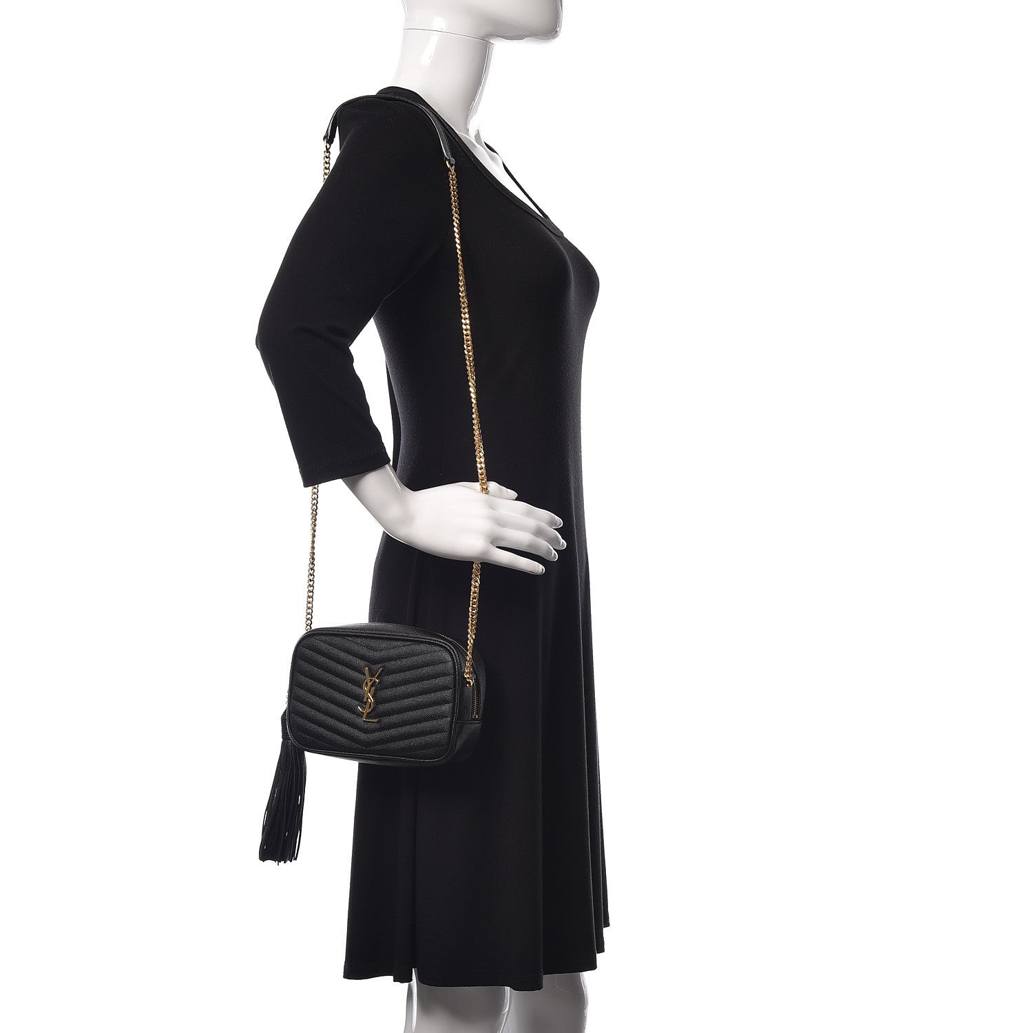Saint Laurent Grain De Poudre Matelasse Monogram Mini Lou Camera Bag Black 2 of 10