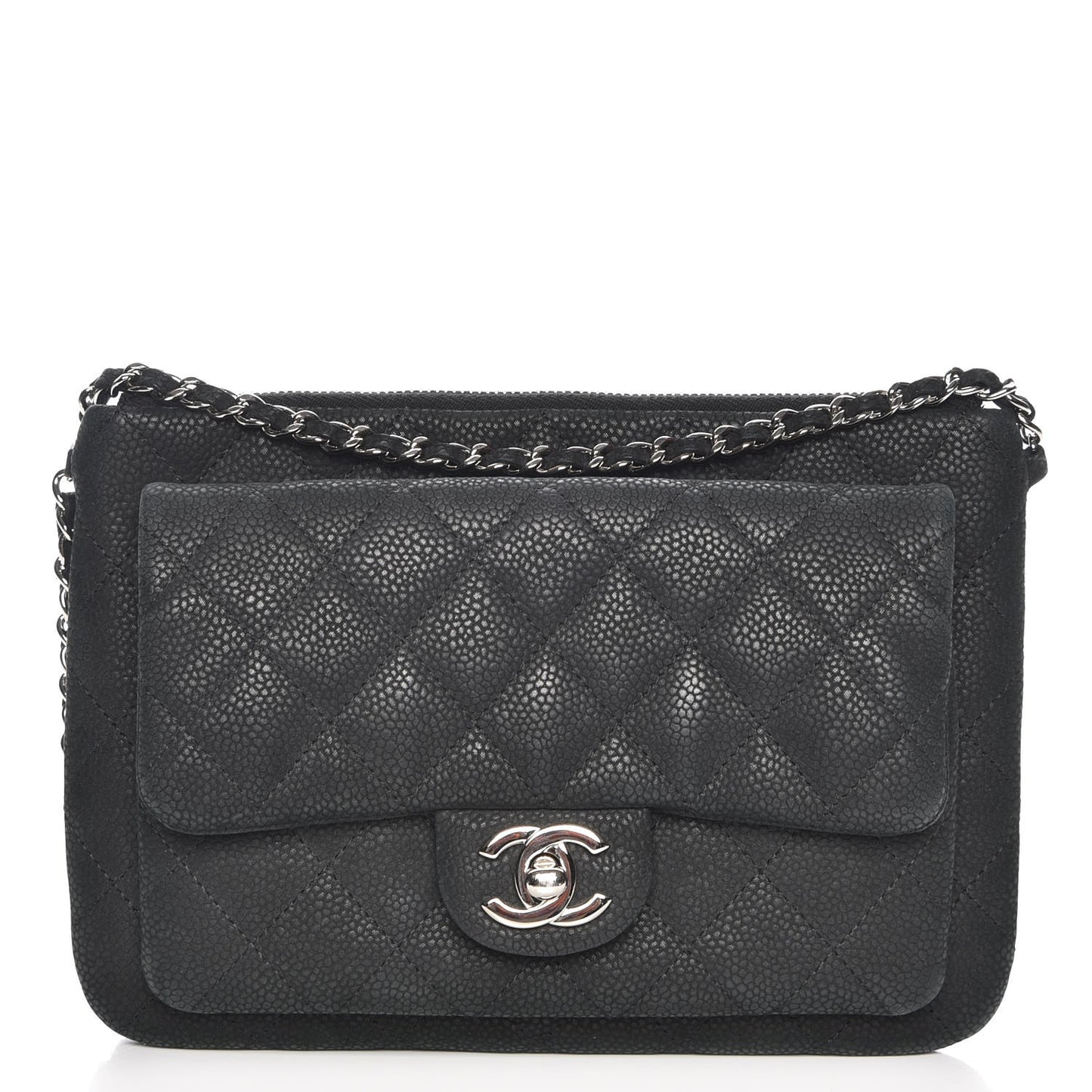 Iridescent Caviar Quilted Daily Zip Crossbody Bag Black
