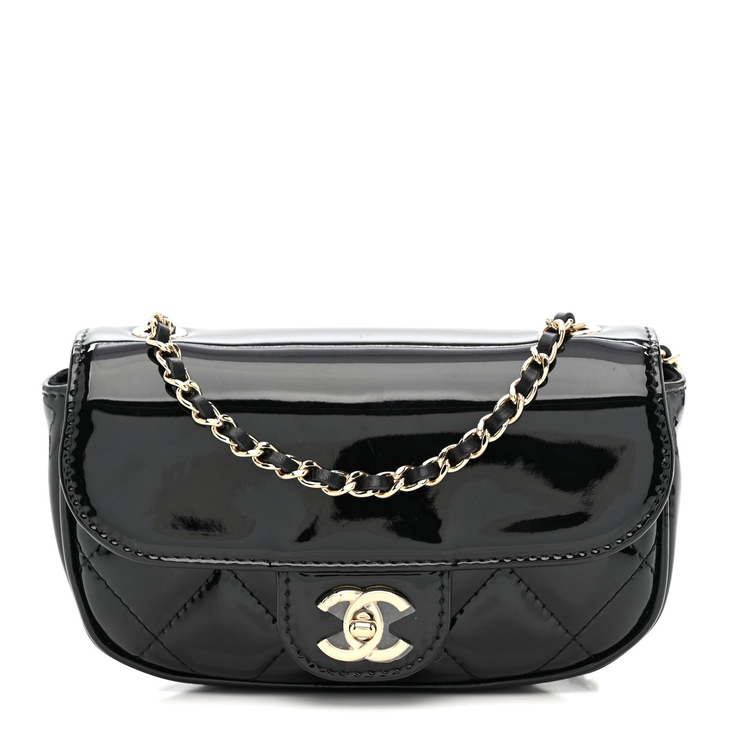 Chanel Patent Calfskin Quilted Mini Clutch Black 1 of 10