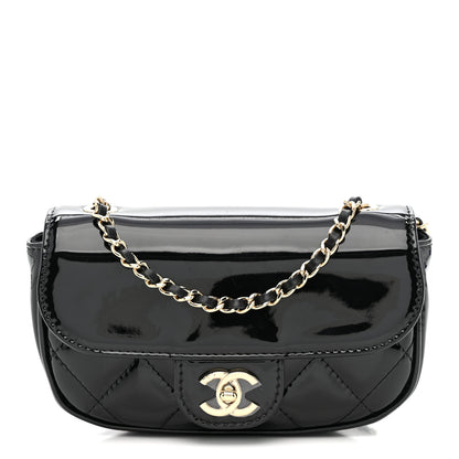 Chanel Patent Calfskin Quilted Mini Clutch Black 1 of 10