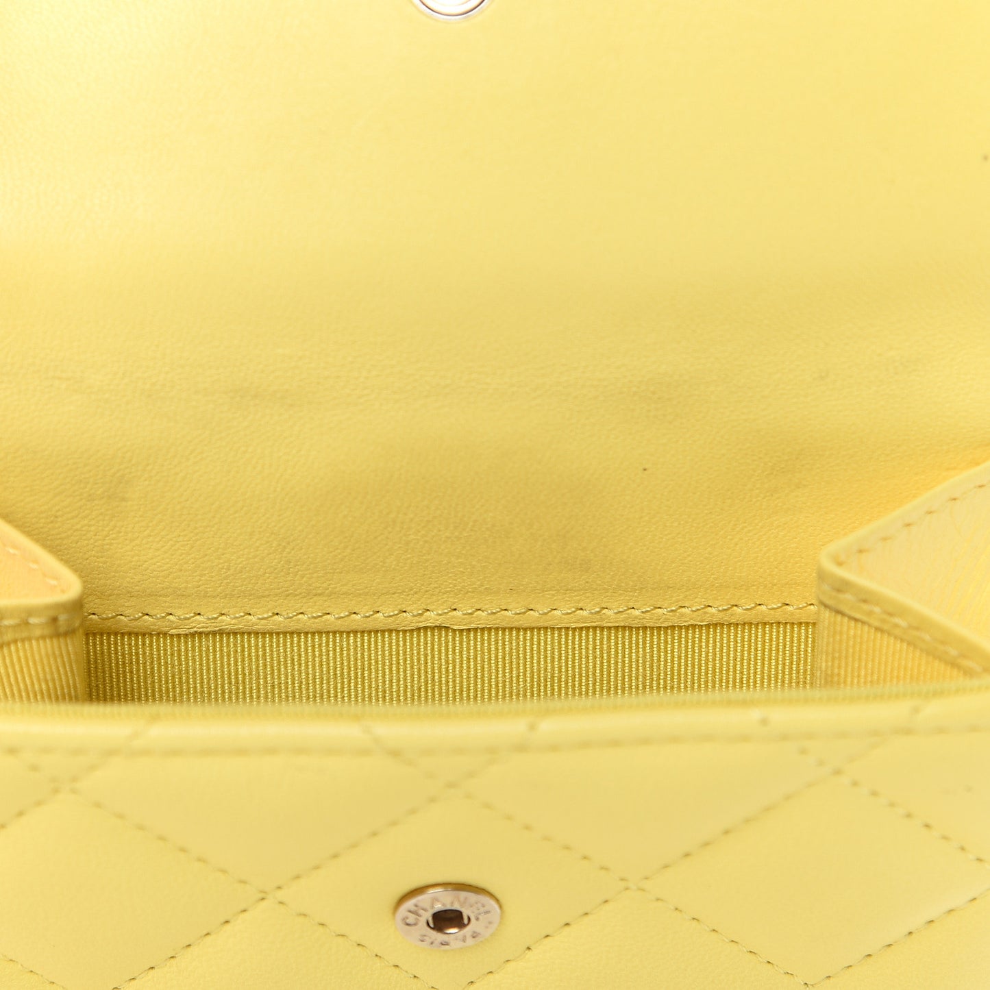 Lambskin Quilted Compact French Flap Wallet Yellow