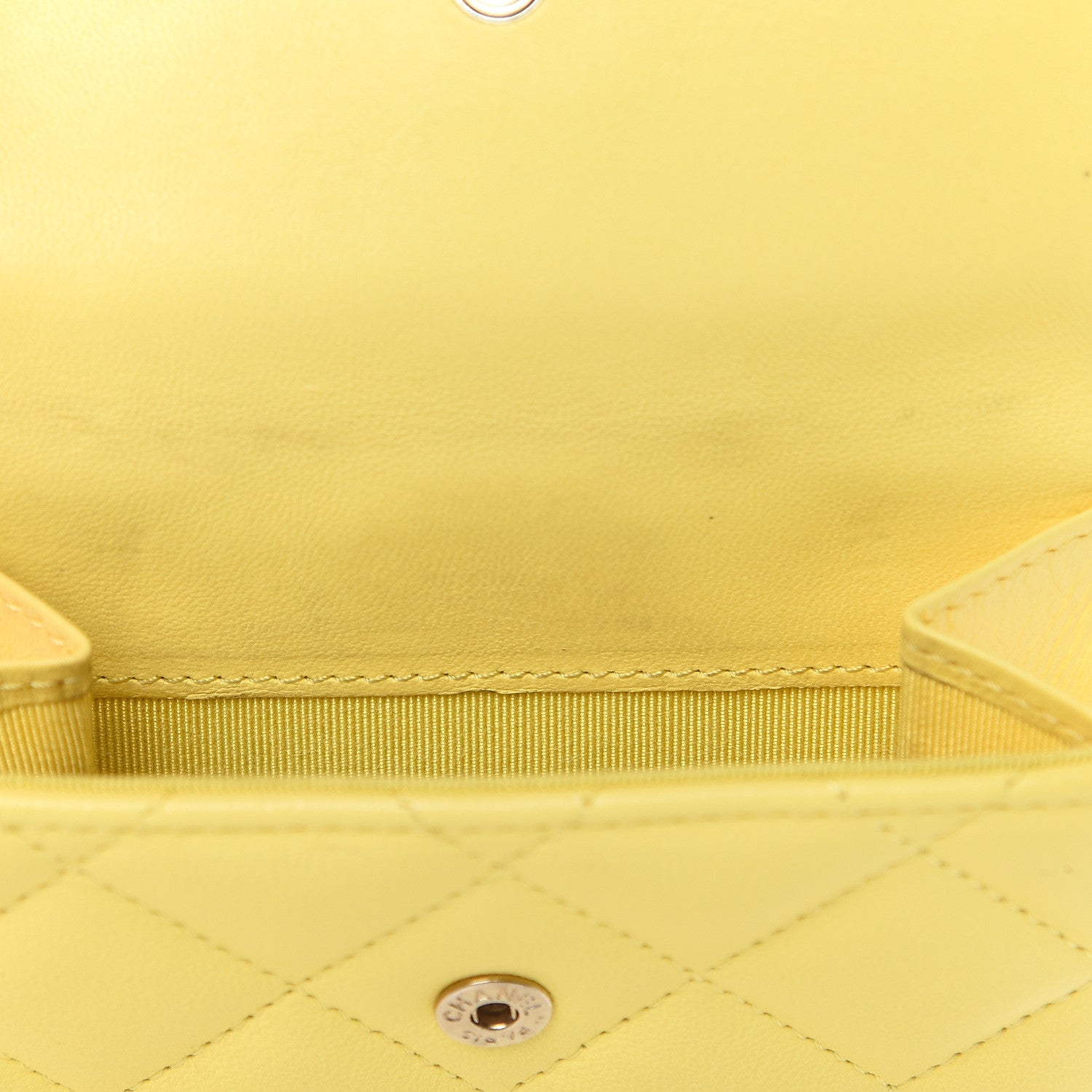Chanel Lambskin Quilted Compact French Flap Wallet Yellow 13 of 15