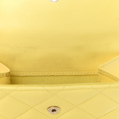 Chanel Lambskin Quilted Compact French Flap Wallet Yellow 13 of 15