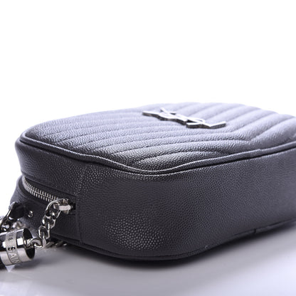 Saint Laurent Grain De Poudre Matelasse Monogram Mini Lou Camera Bag Dark Smog 8 of 9