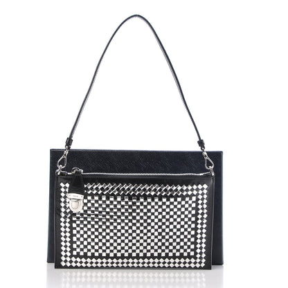 Prada Goatskin Woven Pochette Black Argento 7 of 7