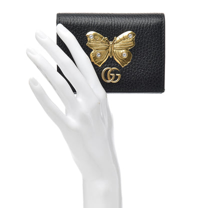 Gucci Pebbled Calfskin Butterfly Card Case Black 2 of 11
