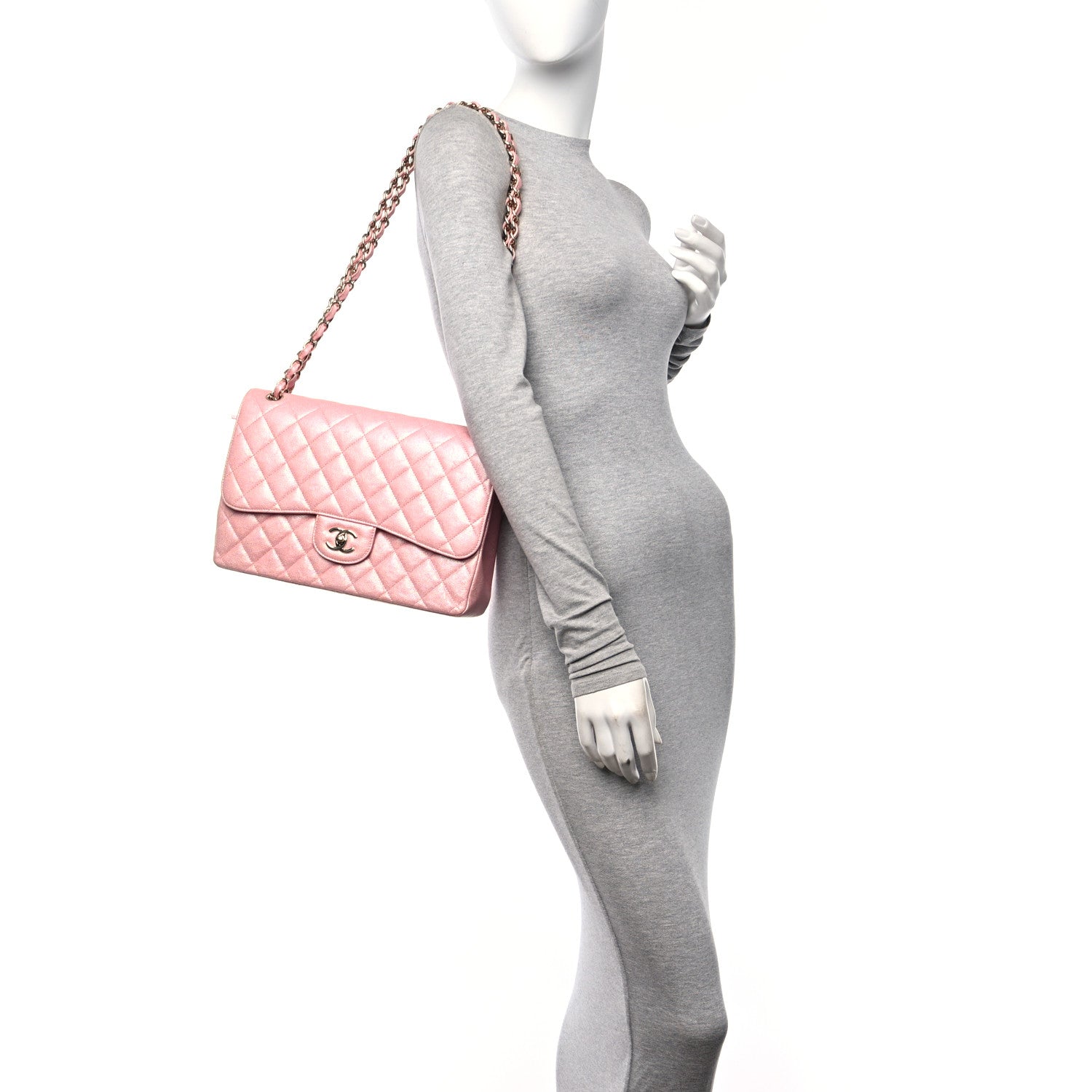 Chanel Iridescent Caviar Quilted Jumbo Double Flap Rose Pink 2 of 16