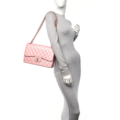 Chanel Iridescent Caviar Quilted Jumbo Double Flap Rose Pink 2 of 16