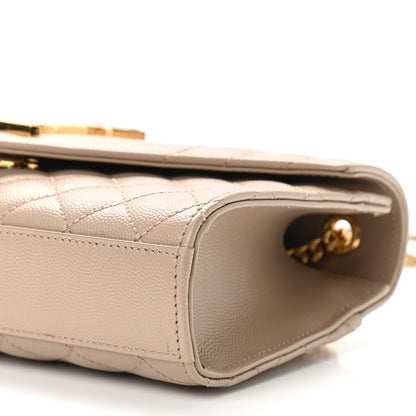 Saint Laurent Grain De Poudre Textured Mixed Matelasse Triquilt Small Monogram Satchel Dark Beige 9 of 9