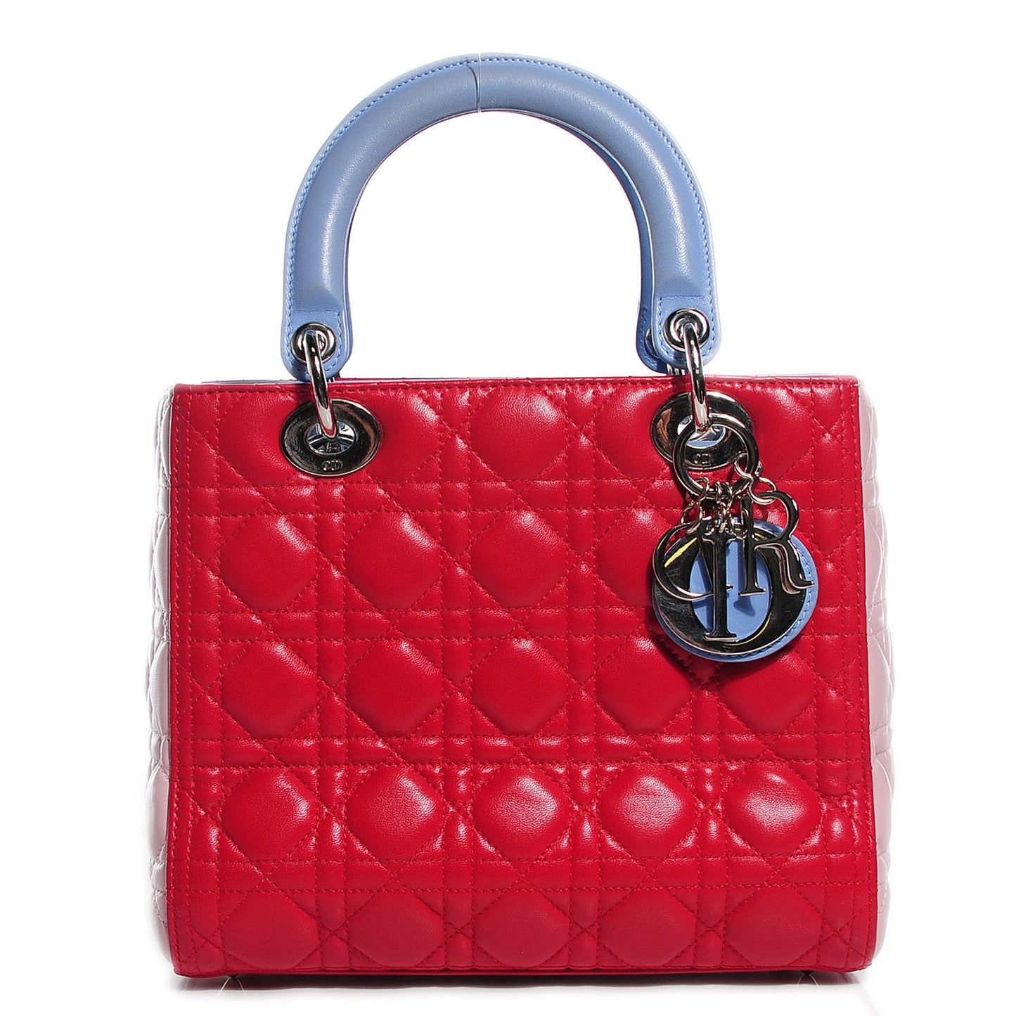 Lambskin Cannage Medium Tri-Color Lady Dior Red