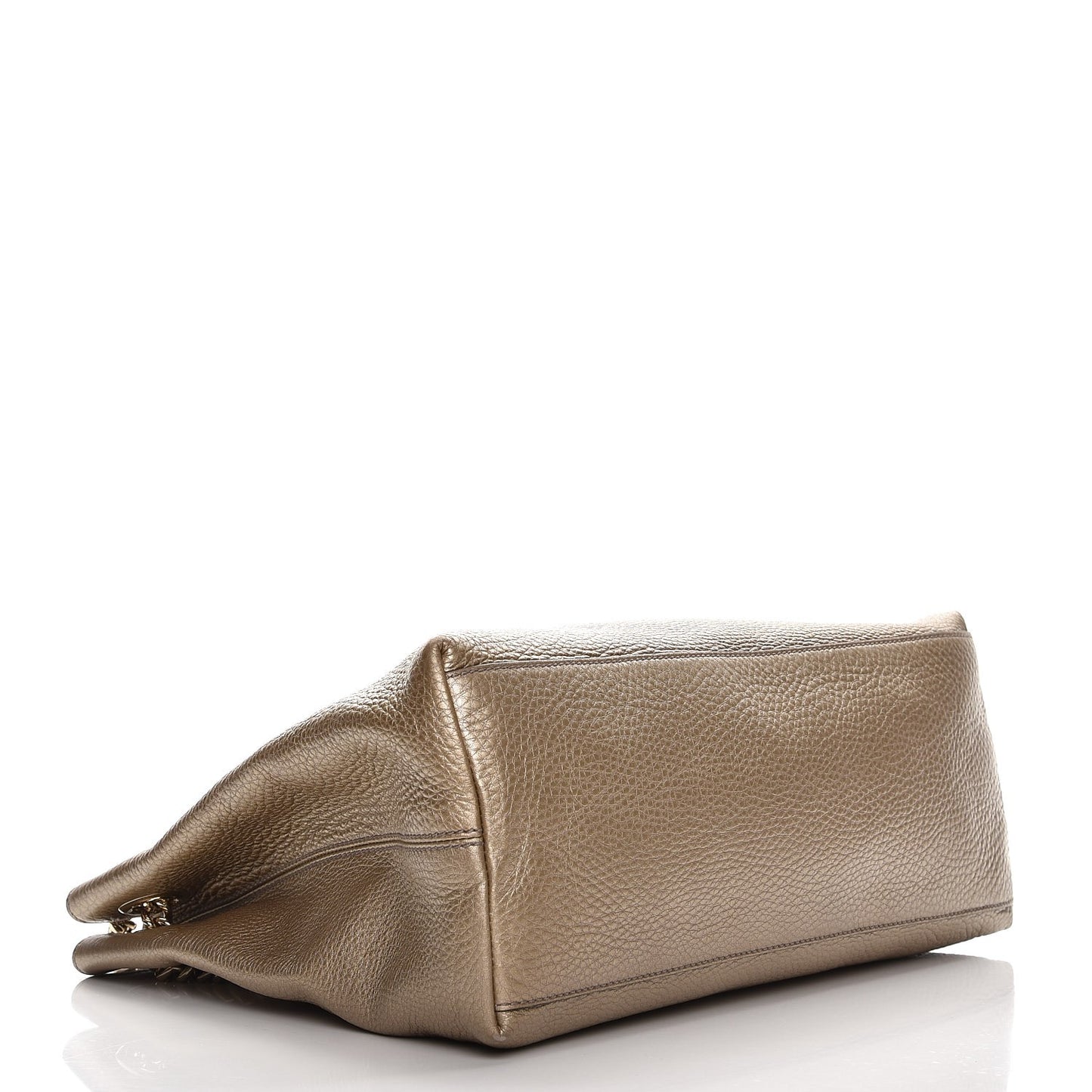 Metallic Pebbled Calfskin Medium Soho Chain Shoulder Bag Golden Beige