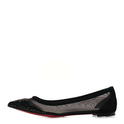Christian Louboutin Veau Velours Rete Strass Galativi Flats 36 Black 1 of 7