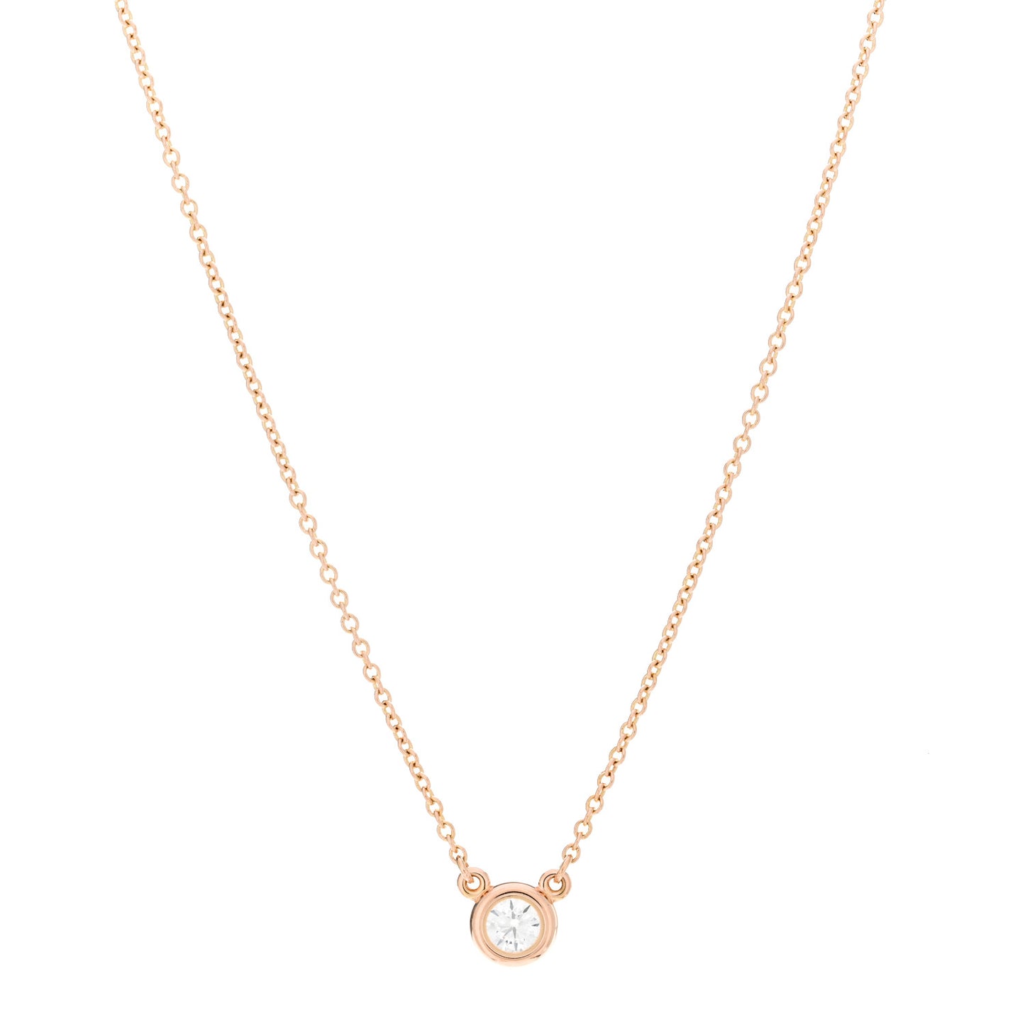 18K Rose Gold Diamond .17ct Elsa Peretti Diamonds by the Yard Pendant Necklace