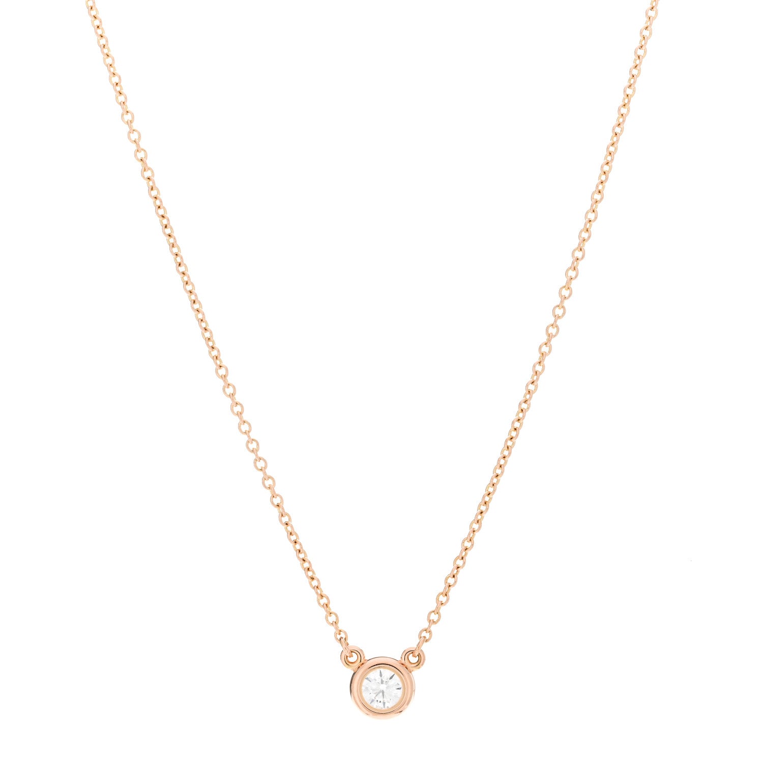 Tiffany 18K Rose Gold Diamond .17ct Elsa Peretti Diamonds by the Yard Pendant Necklace 1 of 5