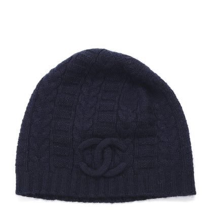Chanel Merino Wool CC Beanie Hat Navy 1 of 4