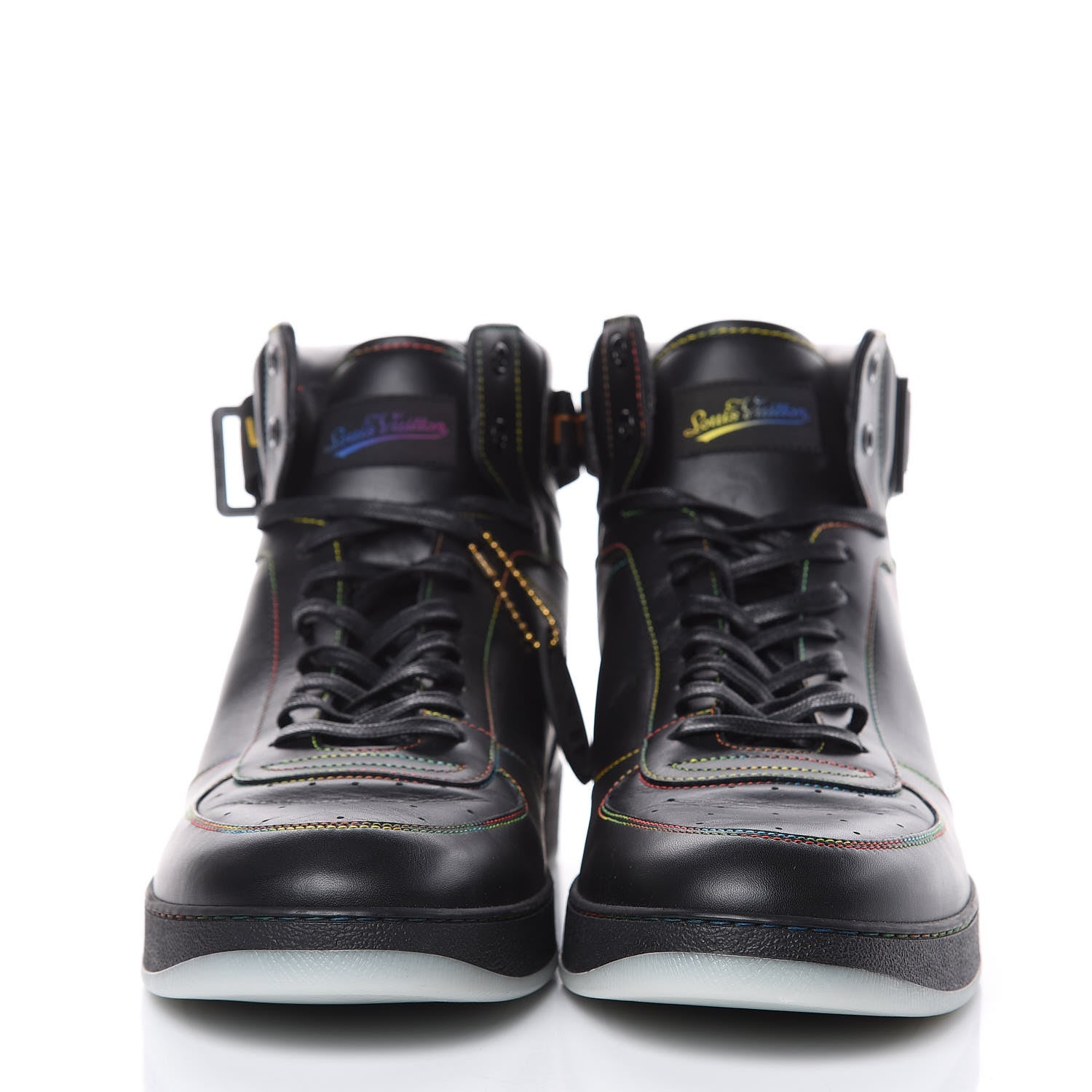 Louis Vuitton Calfskin Rivoli High Top Sneakers 10.5 Black Multicolor 2 of 10