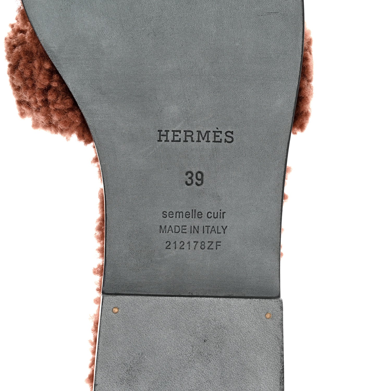 Hermes Woolskin Oran Sandals 39 Cognac 6 of 8