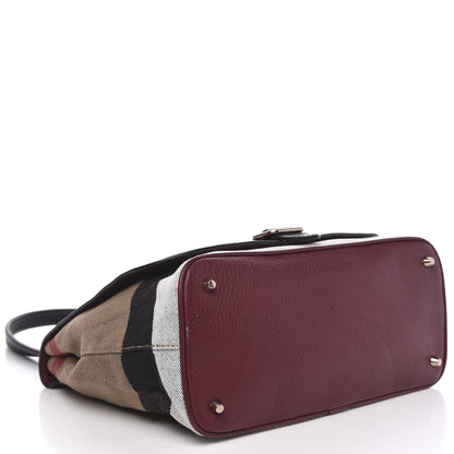 Burberry House Check Calfskin Shoulder Bag Mahogany Red 4 of 10