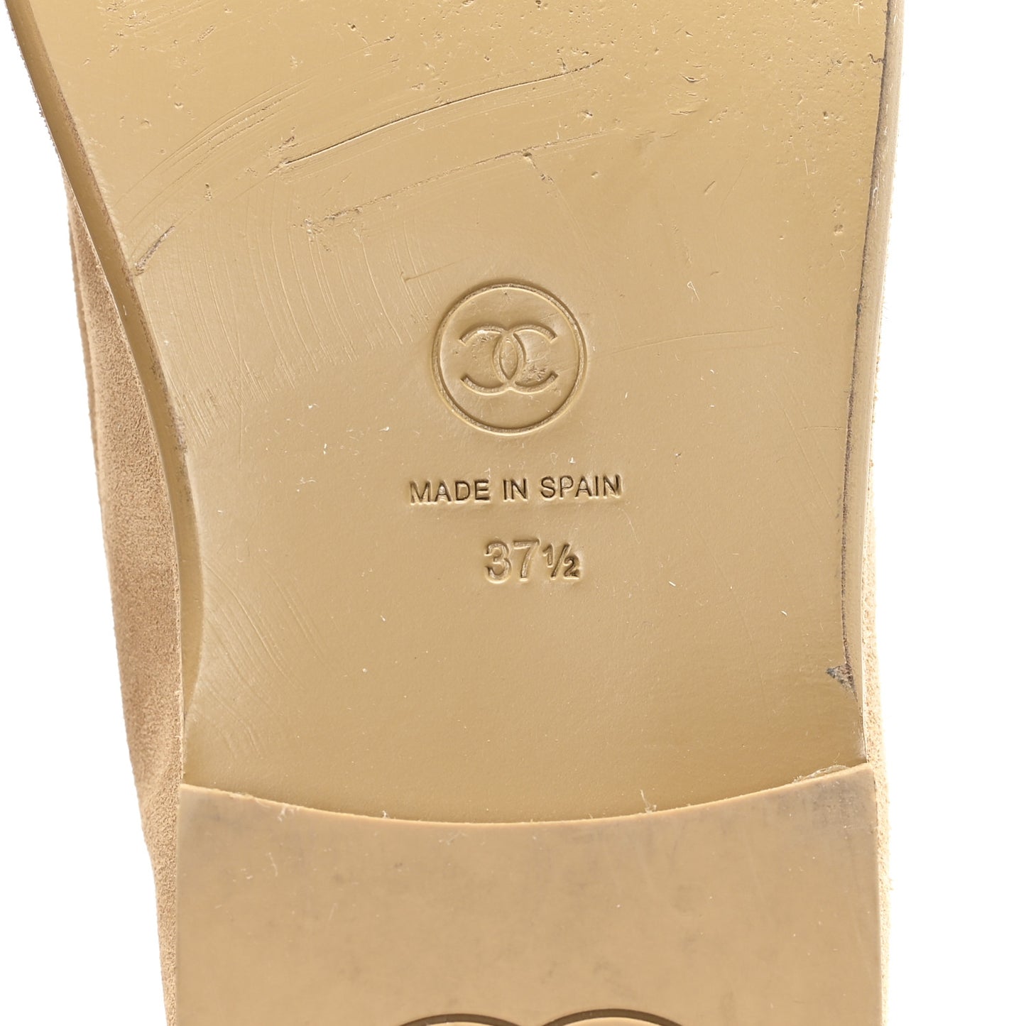 Suede Calfskin CC Loafers 37.5 Dark Beige