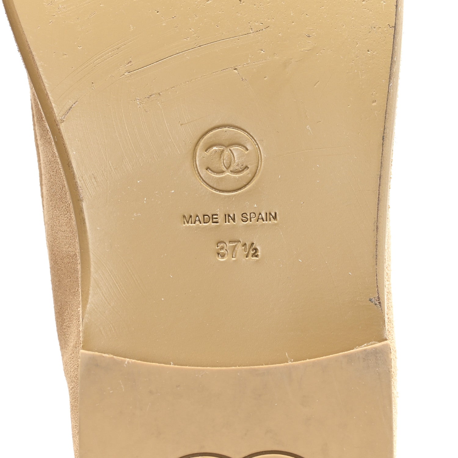 Chanel Suede Calfskin CC Loafers 37.5 Dark Beige 7 of 9