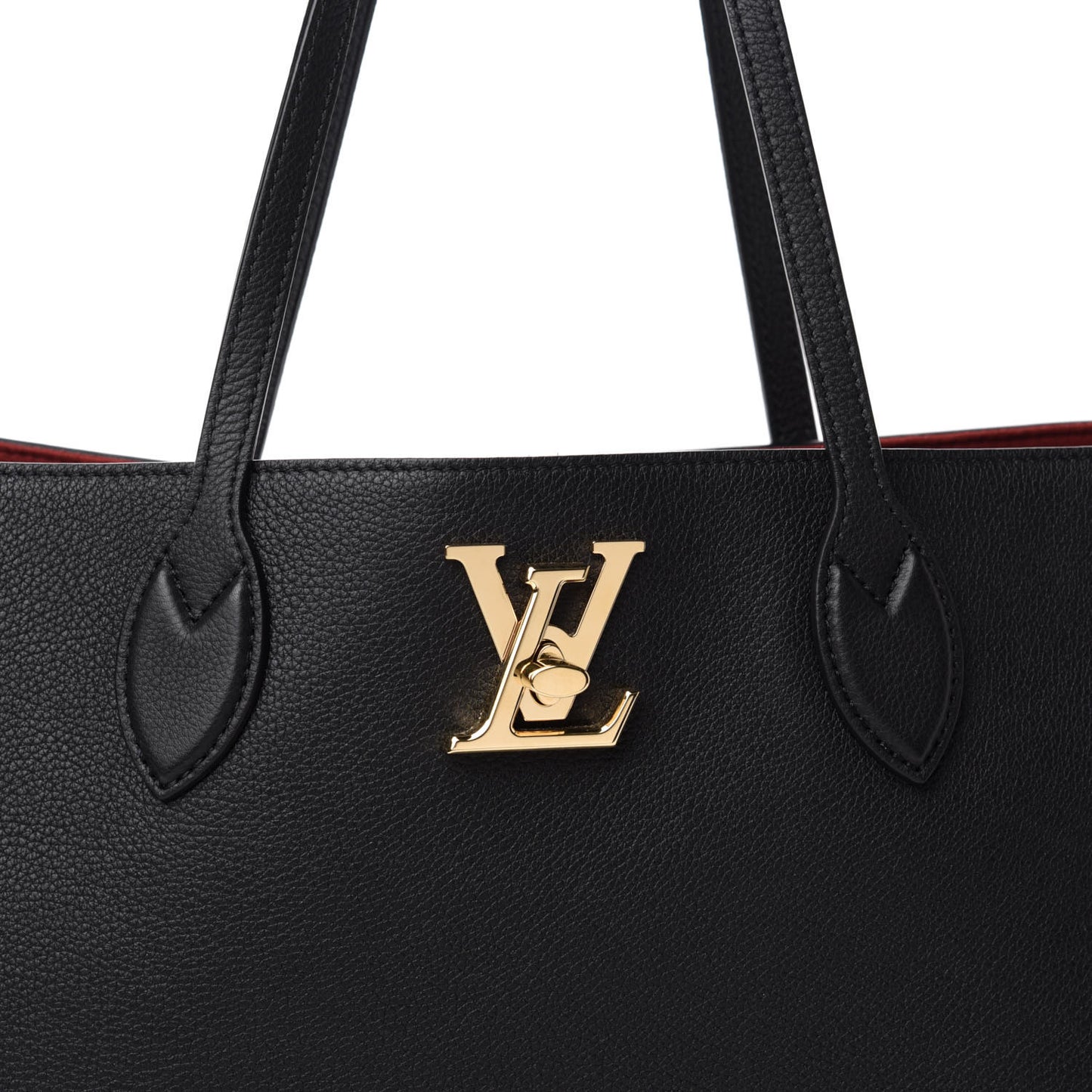 Grained Calfskin Lockme Shopper Black