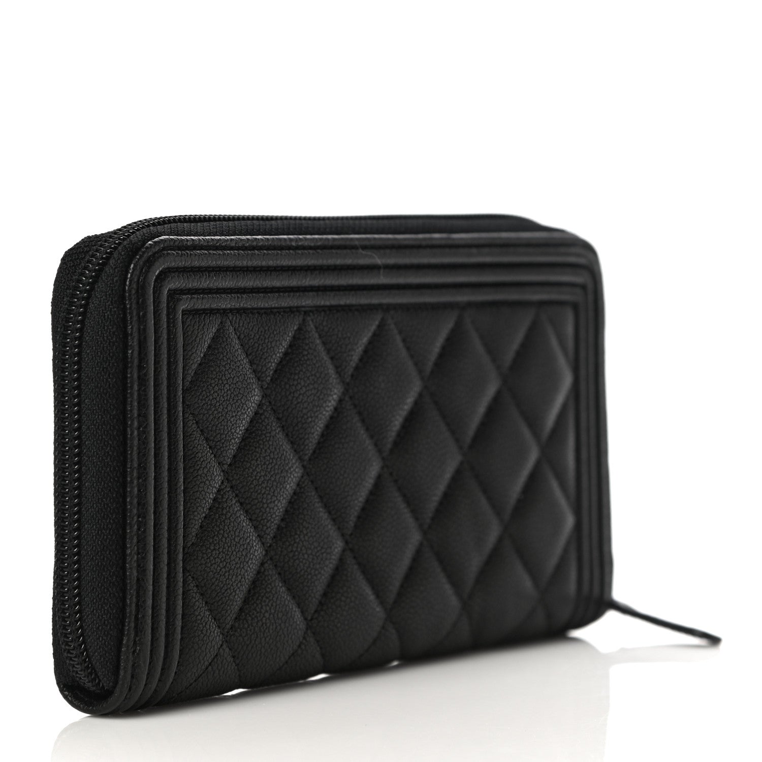 Chanel Caviar Quilted Boy Long Zip Around Wallet Black 3 of 11