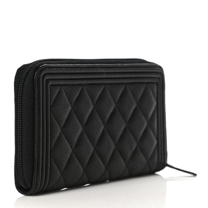 Chanel Caviar Quilted Boy Long Zip Around Wallet Black 3 of 11