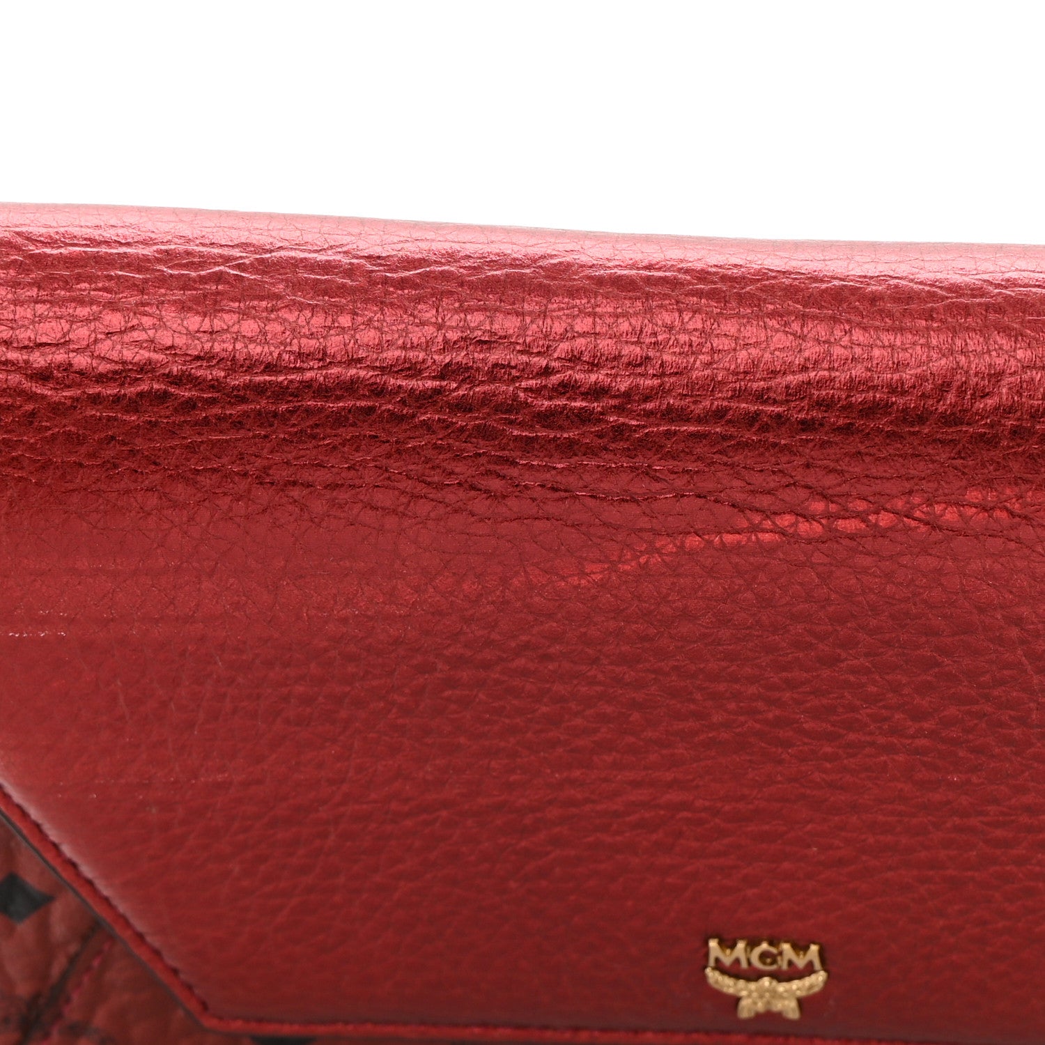 MCM Metallic Calfskin Visetos Monogram Love Letter Crossbody Scooter Red 14 of 15