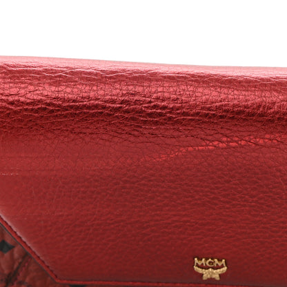 MCM Metallic Calfskin Visetos Monogram Love Letter Crossbody Scooter Red 14 of 15