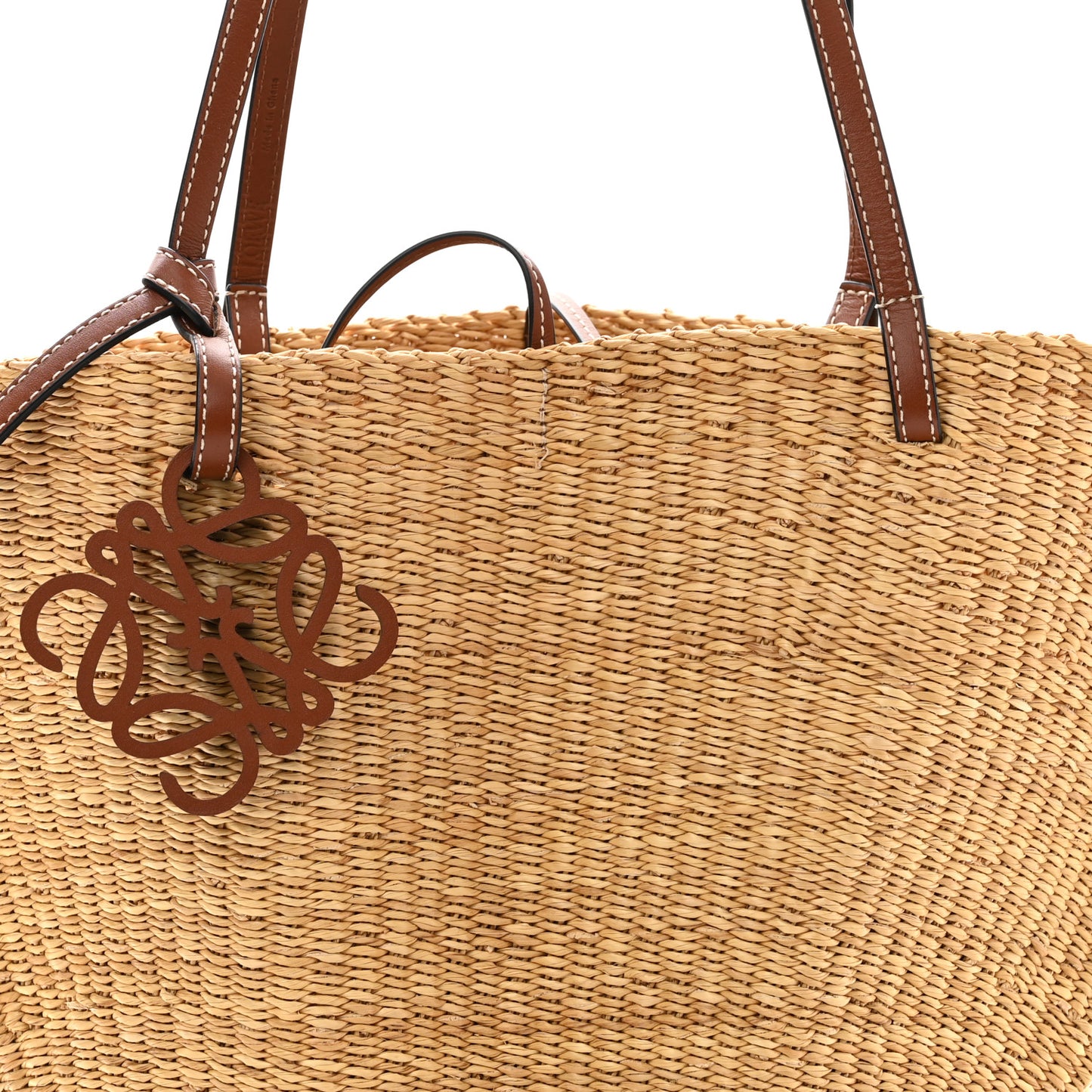 Calfskin Raffia Paulas Ibiza Small Basket Tote Bag Natural Pecan