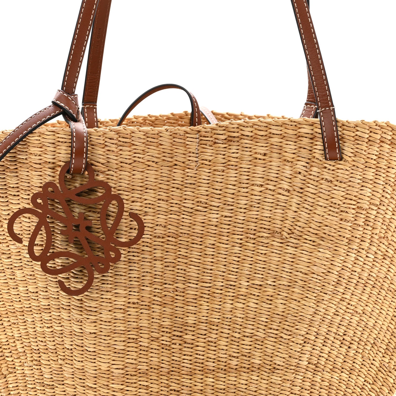 Loewe Calfskin Raffia Paulas Ibiza Small Basket Tote Bag Natural Pecan 9 of 11