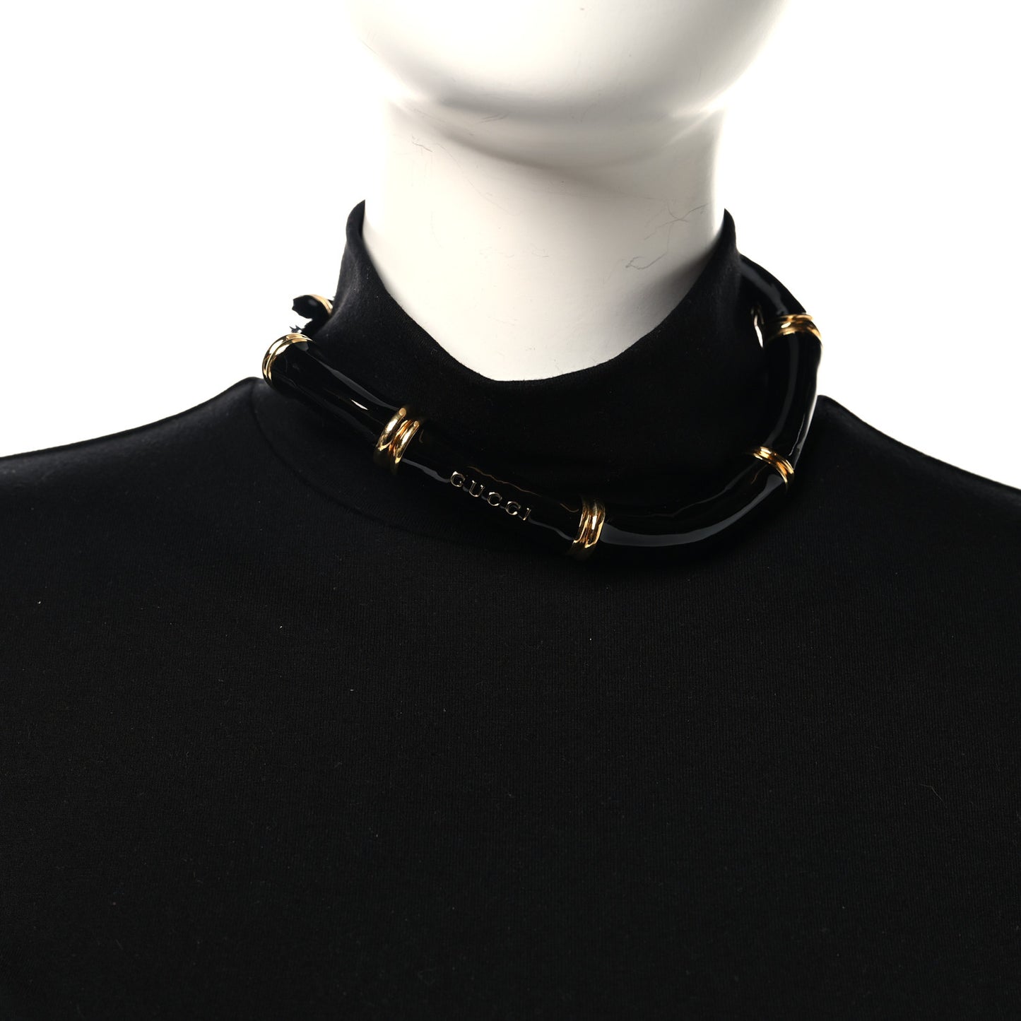 Metal Enamel Bamboo Choker Necklace Black