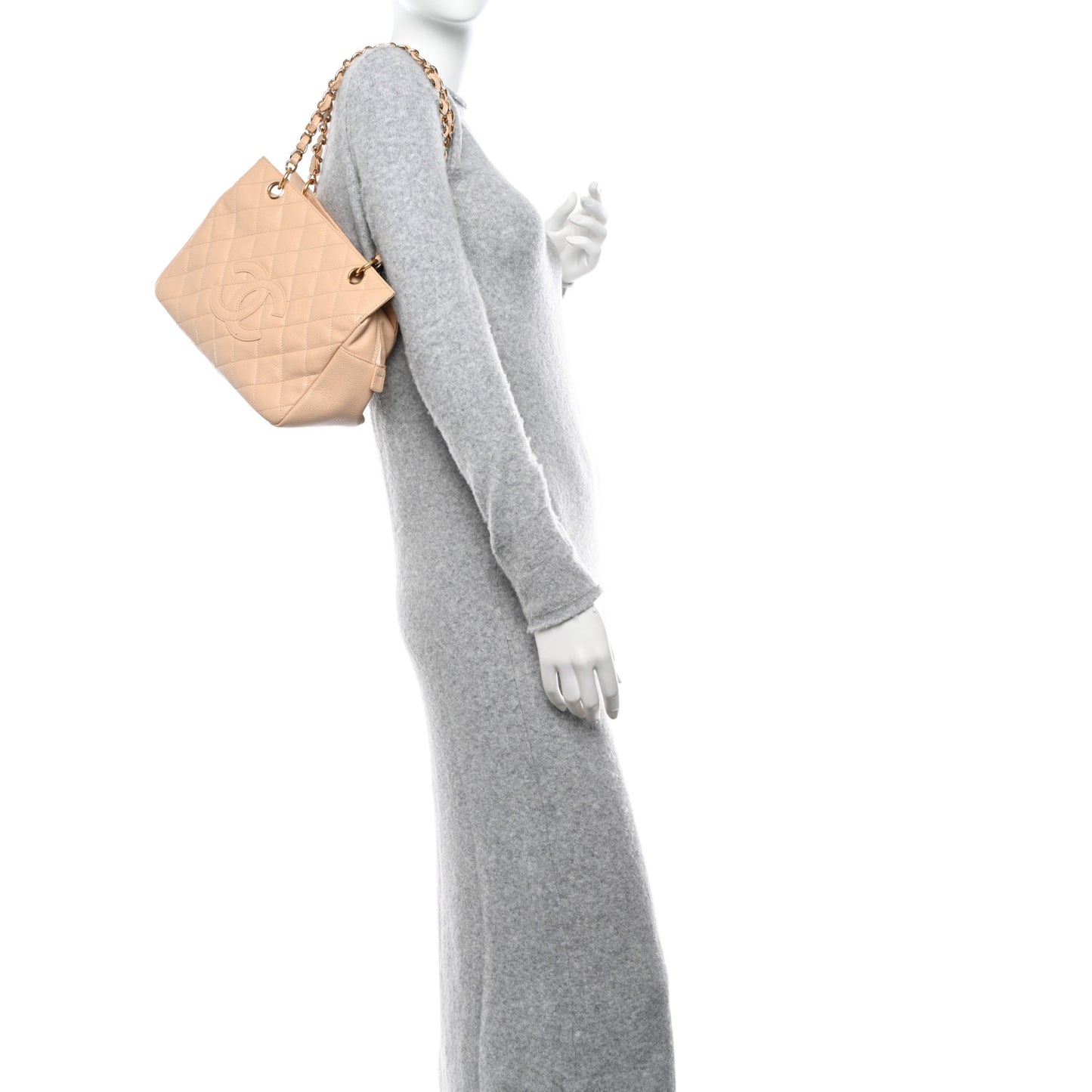 Caviar Quilted Petit Timeless Tote PTT Beige