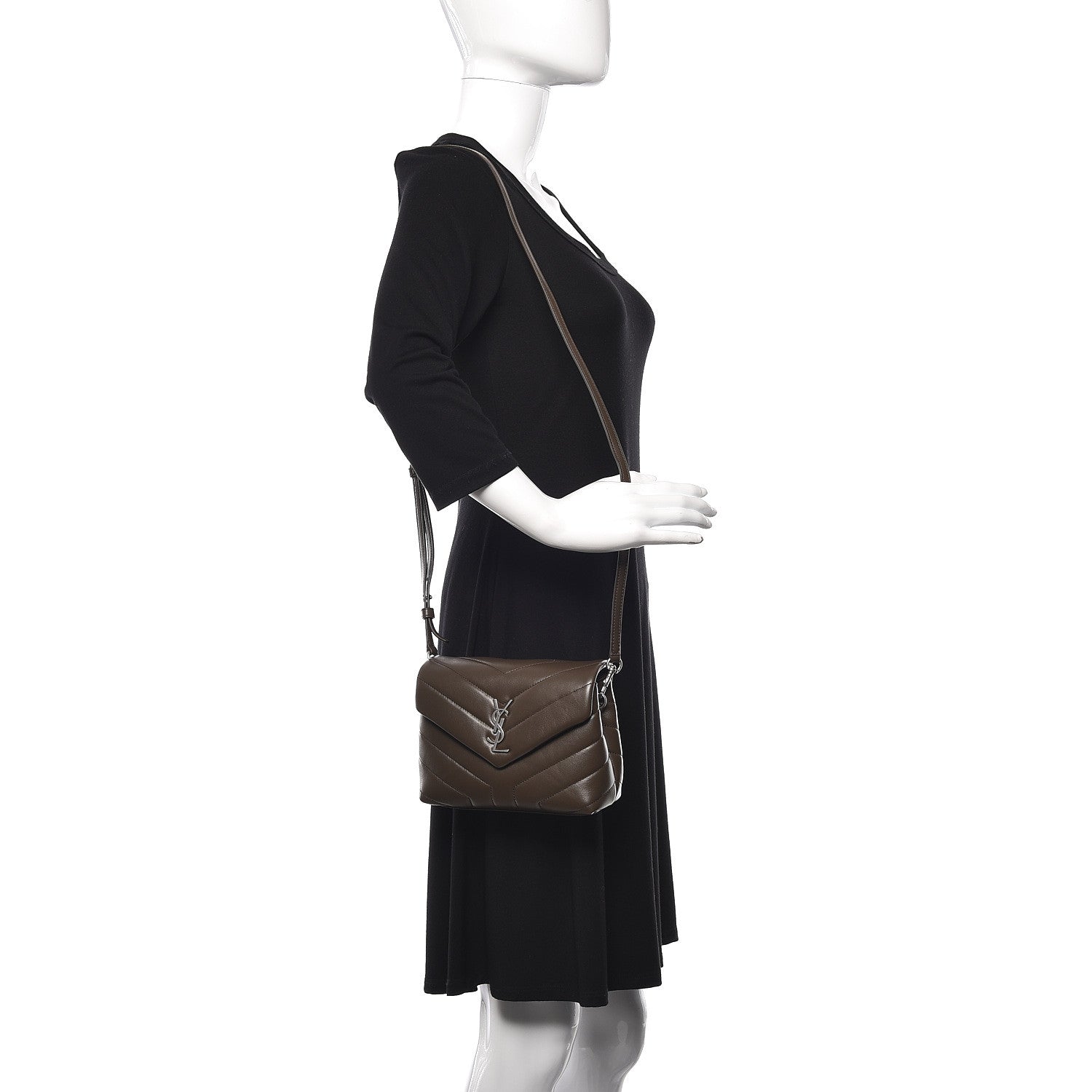 Saint Laurent Calfskin Y Quilted Monogram Toy Loulou Crossbody Bag Faggio 2 of 10