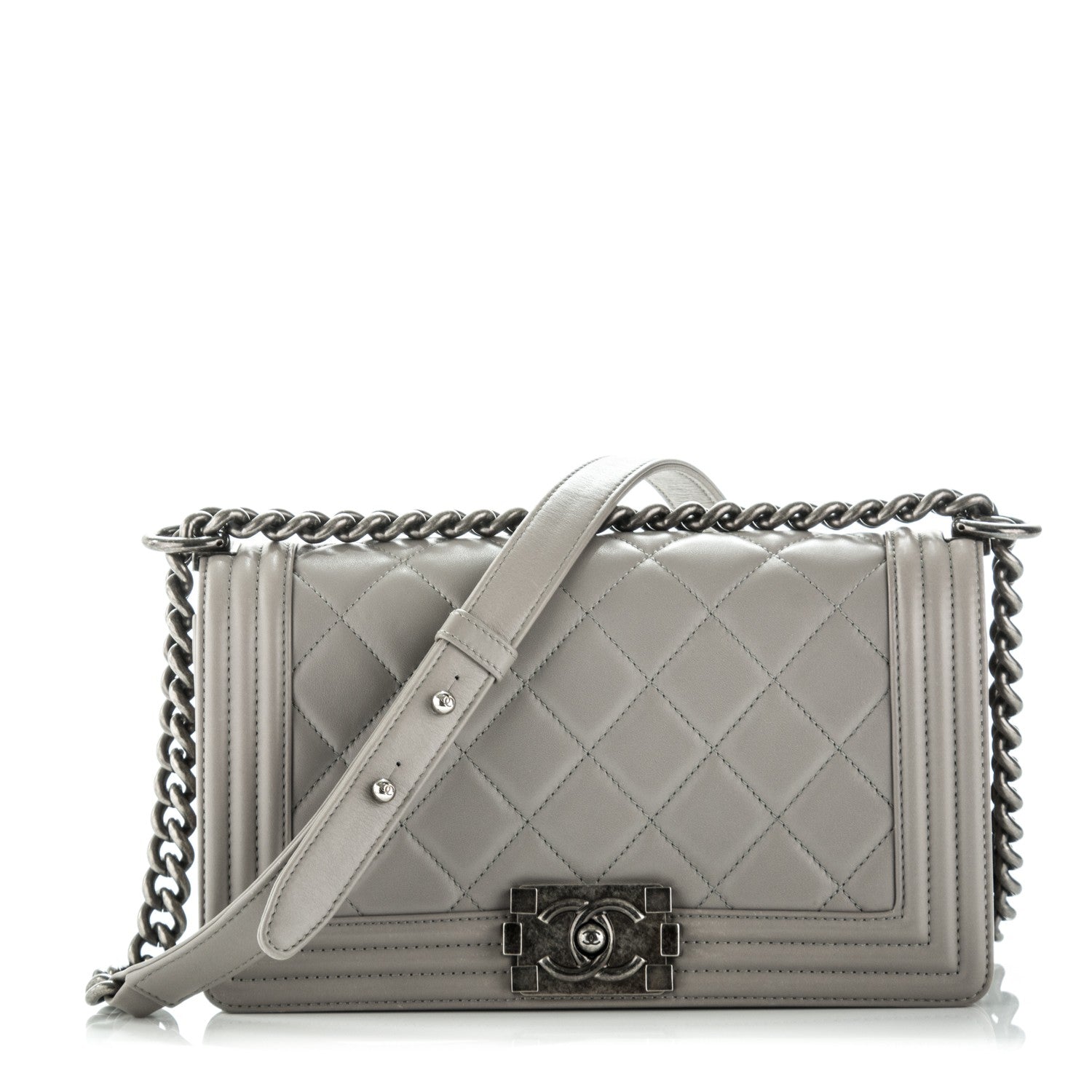 Chanel Calfskin Quilted Medium Boy Flap Grey 1 of 8
