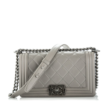 Chanel Calfskin Quilted Medium Boy Flap Grey 1 of 8