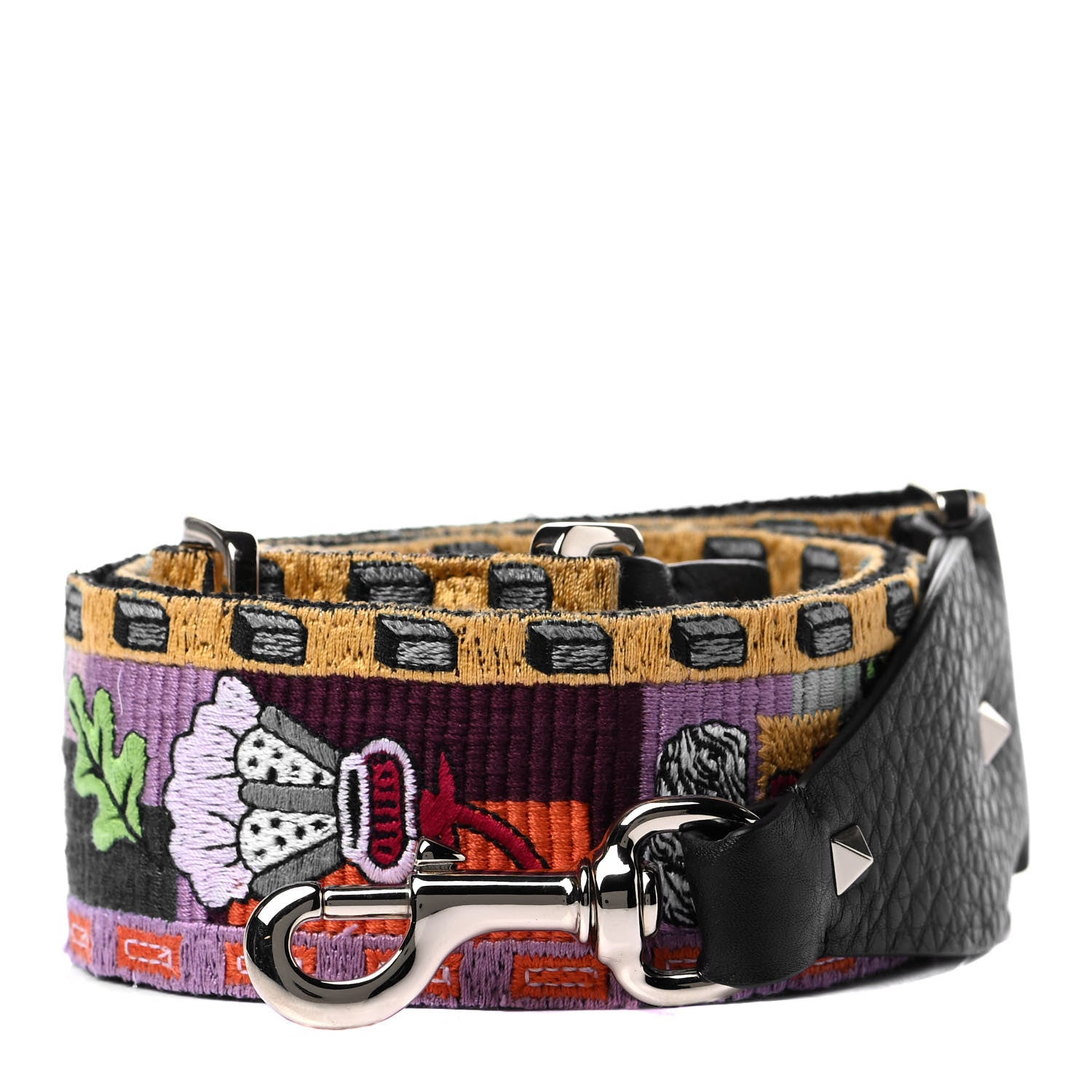 Valentino Garavani Canvas Embroidered Rockstud Guitar Strap Multicolor 1 of 7