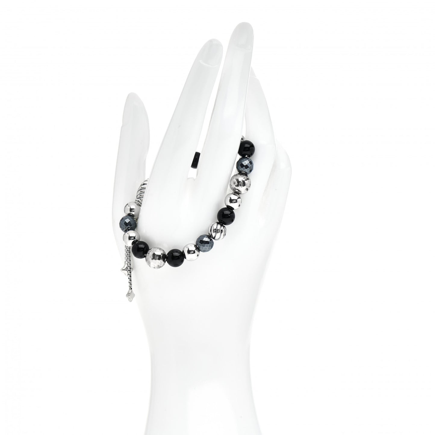 Sterling Silver Black Onyx Hemitine 8mm Elements Bead Bracelet