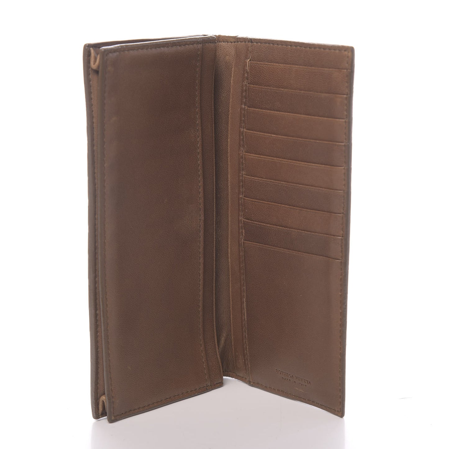 Nappa Intrecciato Long Bi-Fold Wallet Noce
