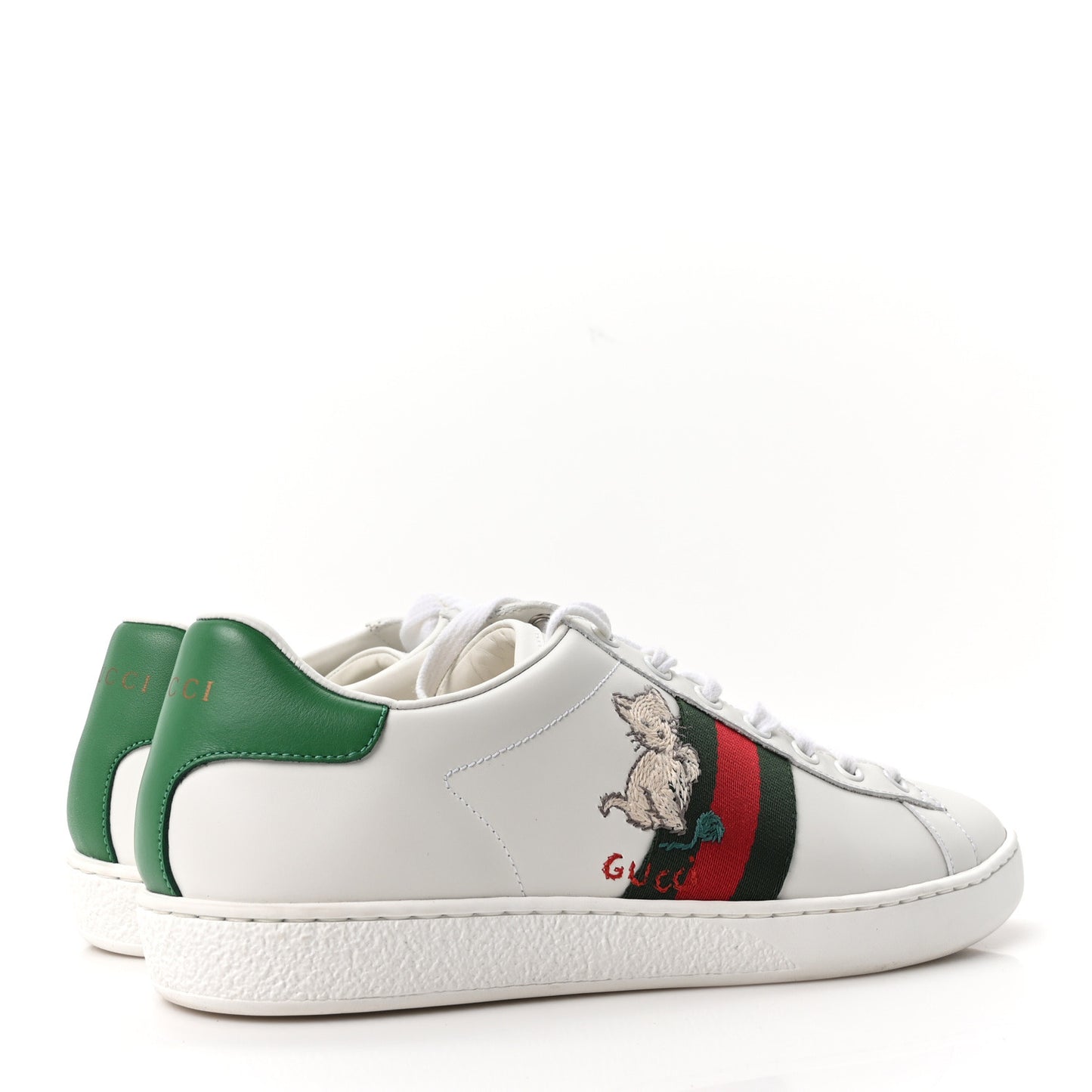Calfskin Web Embroidered Womens Ace Sneakers 40 White