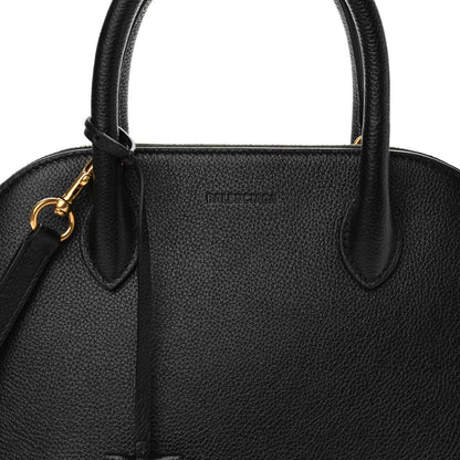 Balenciaga Grained Calfskin Logo S Ville Top Handle Bag Black White 6 of 9