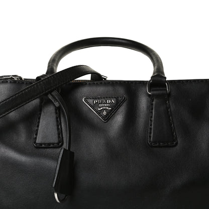 Prada City Calf Hand Stitched Small Galleria Double Zip Tote Black 8 of 14
