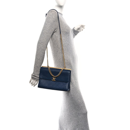 Chanel Lambskin Stitched Coco Luxe Medium Flap Blue 2 of 13