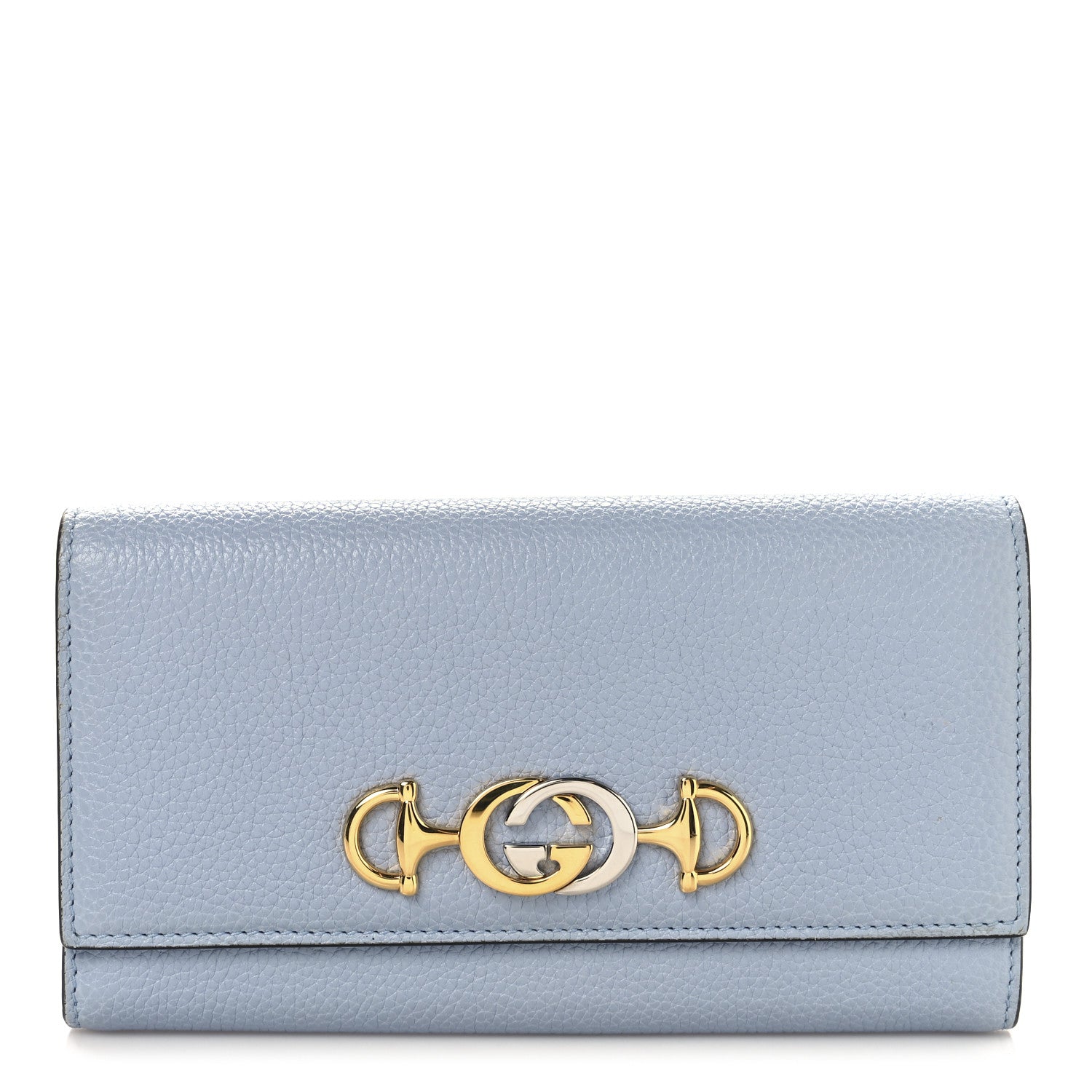 Gucci Grainy Calfskin Zumi Continental Wallet  Porcelain Light Blue 1 of 7