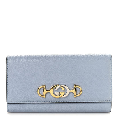 Gucci Grainy Calfskin Zumi Continental Wallet  Porcelain Light Blue 1 of 7
