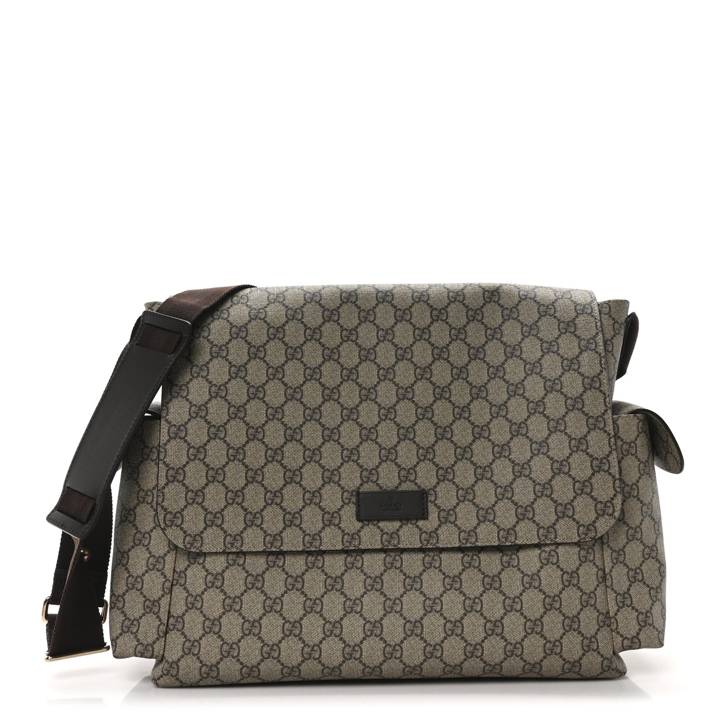 GG Plus Monogram Messenger Diaper Bag Dark Brown